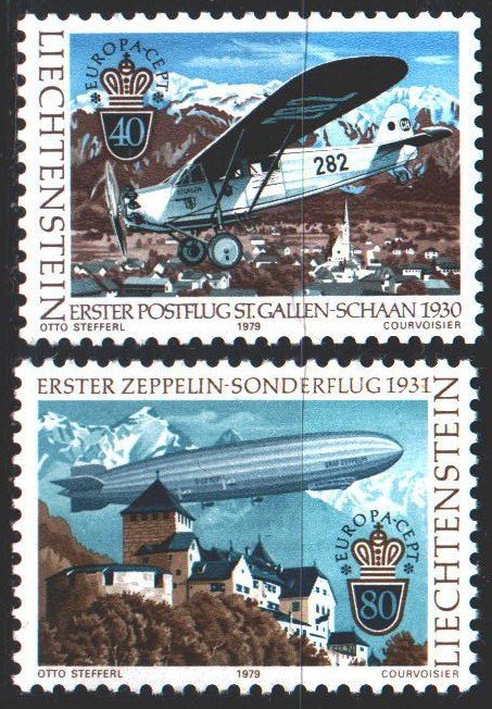 Liechtenstein. 1979. 723-24. Aviation, zepellin, europe-sept. MNH.
