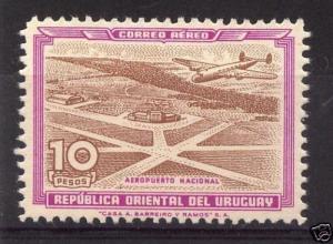 URUGUAY PLANE Airport Value Sc#C136  MNH Stamp unusual