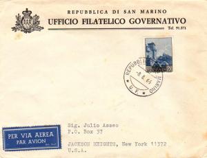 San Marino 90L View of La Rocca 1966 Repubblica Di S. Marino, U. F. Airmail t...