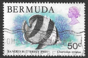 Bermuda 50c Banded Butterfly Fish issue of 1978, Scott 375, Used