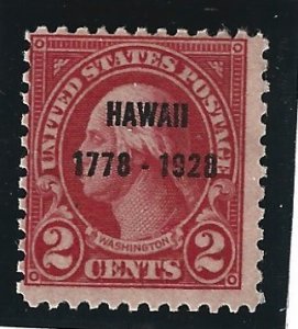 U.S. Scott #647 Mint 2c O/P Hawaii 1778 - 1928 stamp   2019 CV $4.00