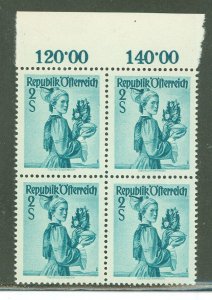 Austria #546 Mint (NH) Plate Block