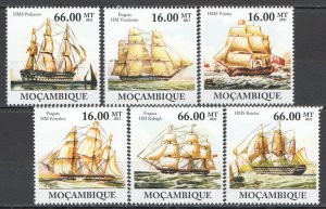 Wb2352 2011 Mozambique Warships Sailing Ships & Boats Transport #5281-6 Set Mnh