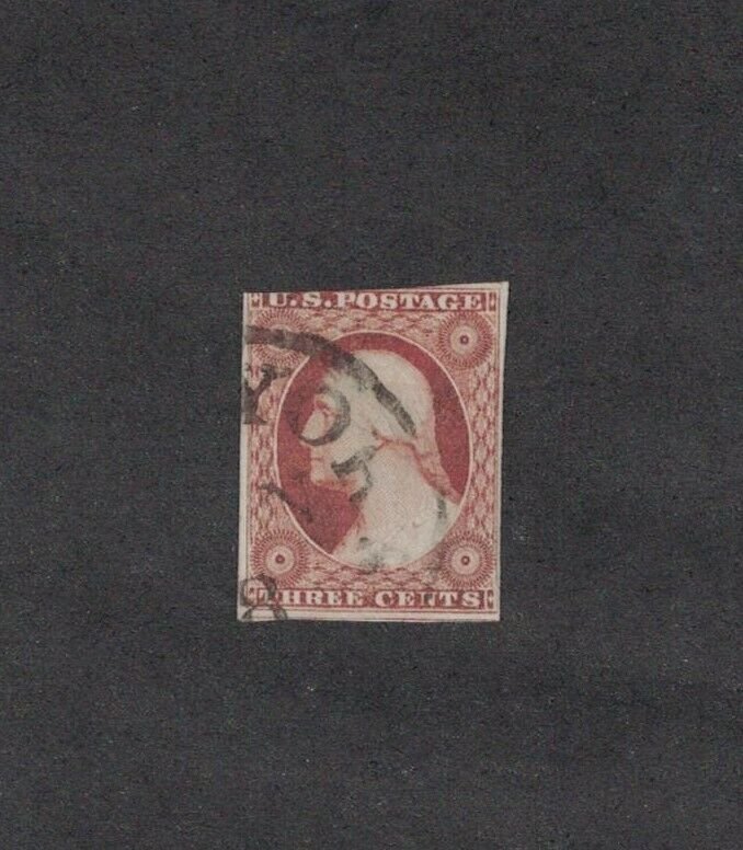 Scott 10 - Washington 3 Cent. Imperf Single. Used.   #02 10b