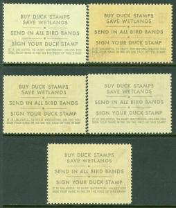 EDW1949SELL : USA 1972-76 Scott #RW38-42 Very Fine, Mint Never Hinged Cat $123.