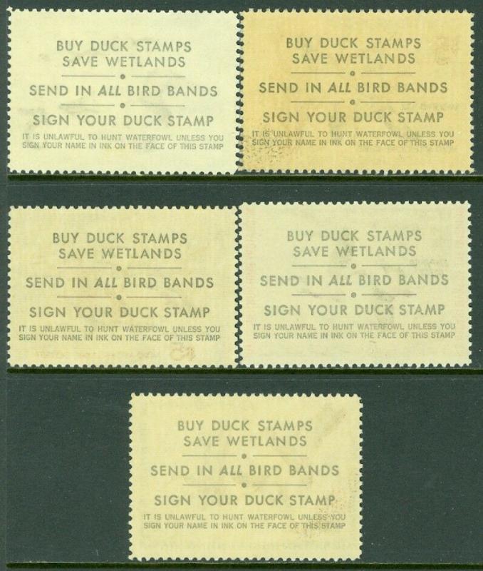EDW1949SELL : USA 1972-76 Scott #RW38-42 Very Fine, Mint Never Hinged Cat $123.
