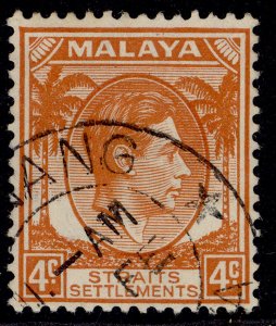 MALAYSIA - Straits Settlements GVI SG280, 4c orange, FINE USED. DIE I