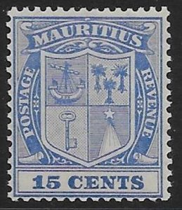 MAURITIUS SG189 1910 15c BLUE MTD MINT