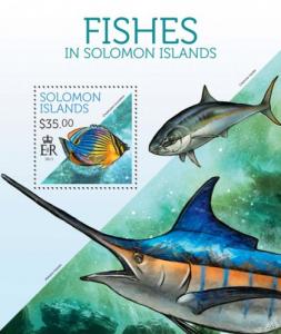 SOLOMON ISLANDS 2013 SHEET FISHES MARINE LIFE slm13706b