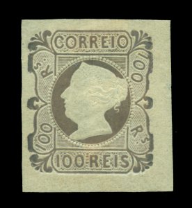 PORTUGAL 1853  Queen Maria  100reis lilac  Scott# 4a mint MH VF - Reprint