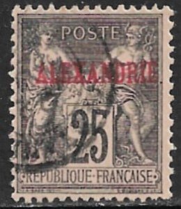 FRANCE OFFICES IN EGYPT 1899-1900 25c ALEXANDRIA Issue Sc 9 VFU