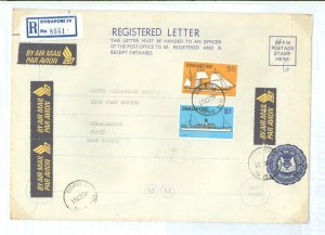 Singapore  1981 60c Registration envelope used from Tiong Bahru, Singapore to Nevis, B.W.I.