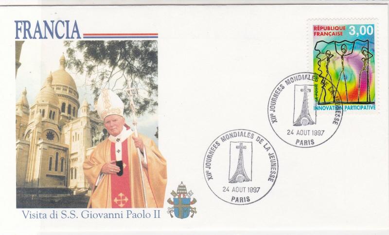 France 1997 Celebrating Visit of the Pope Slogan Cancel Stamps Cover Ref 31635