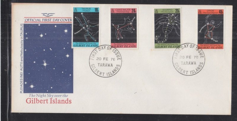 GILBERT ISLANDS, 1978 Night Sky set of 4 First Day cover.