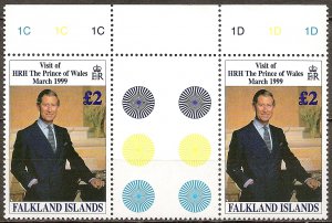 Falkland Islands Stamps Scott # 728 Mint NH Gutter Pair Full Set of 1.