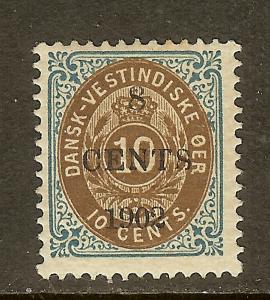 Danish West Indies, Scott #25, 8c on 10c Numeral of Value, MH