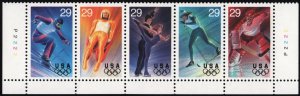 SC#2807-11 29¢ Winter Olympics Header Plate Strip of Five (1994) MNH