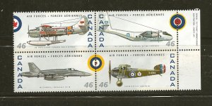 Canada Air Forces Aircraft (3) 46 Cent Issue Se-tenant Block of 4 MNH