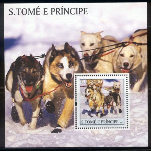 St Thomas & Prince Is. - 2003 MNH souvenir sheet sled dogs #1525 cv 9.00