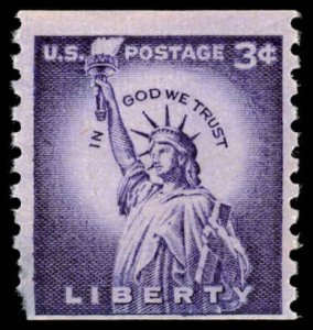 US Sc 1057av F/MNH  - 1957 3¢ Statue of Liberty; Dry Printing, Small Holes