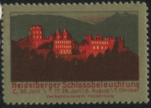 Germany Heidelberg Castle Illumination Tourist Cinderella Stamp Verkehrsverein