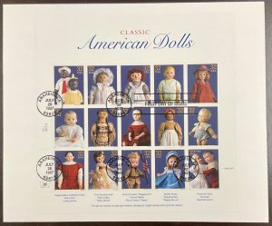 3151 American Dolls  Sheet of 20 FDC on Large White Envelope 1997