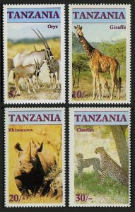 Tanzania 319-322,MNH.Michel 328-331. Wildlife: Giraffe,Rhinoceros,Cheetah.1986.