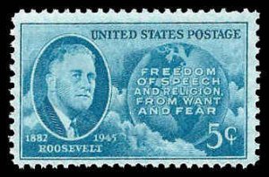 PCBstamps   US # 933 5c FDR & Globe, MNH, (29)