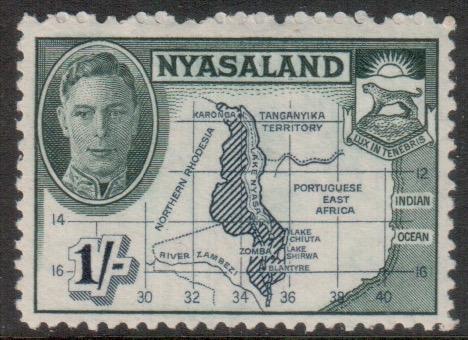 Nyasaland Scott 76 - SG152, 1945 George VI 1/- MH*