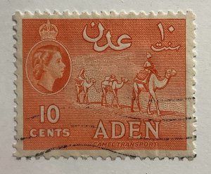 Aden 1953 Scott 49a used - 10c, Queen Elizabeth II & Camel Transport, Dromedary