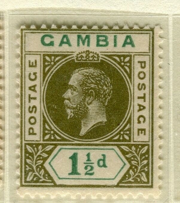 GAMBIA; 1921 early GV issue fine Mint hinged 1.5d. value