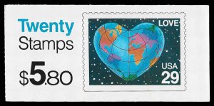 PCBstamps   US #2536a Pane (BK188) $5.80(2x10x29c)LOVE Stamp, MNH, (1)