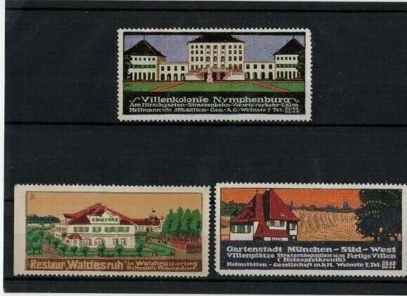 Cinderella Reklamemarken Poster Stamps Germany Complete Set of 3, NG