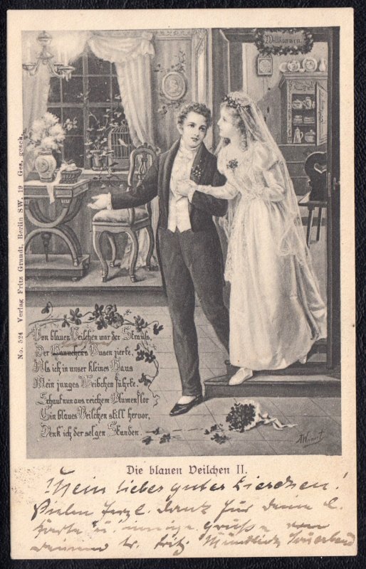 Germany 1901 Wedding Couple Illustrated Postcard