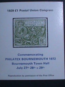 GREAT BRITAIN-1972 PHILATEX BOURNEMOUTH'72 STAMP SHOW  IMPERF -MNH S/S-VF