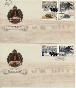 AUSTRALIA & ISRAEL STAMPS 2013 JOINT ISSUE B/SHEBA WW1 BATTLE ON AUSTRALIAN FDC