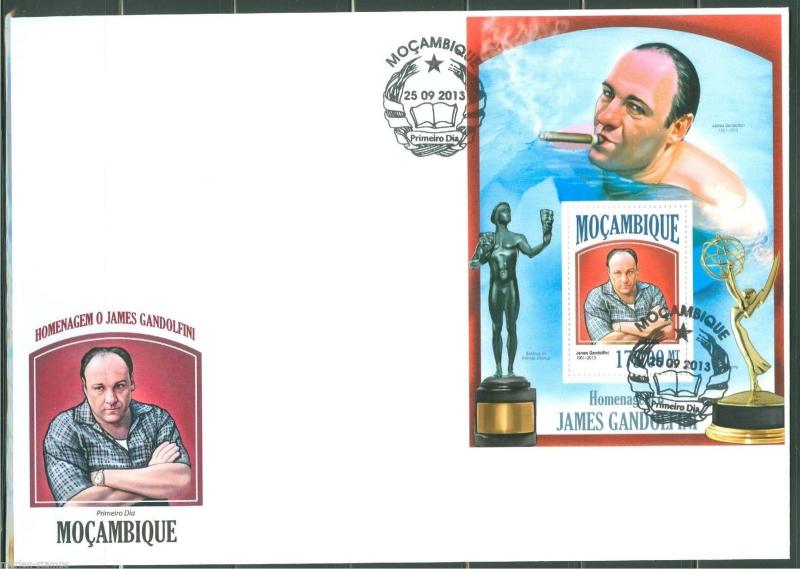 MOZAMBIQUE  2013 HOMMAGE TO JAMES GANDOLFINI  SOUVENIR SHEET FIRST DAY COVER