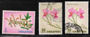 SINGAPORE Scott # 62, 65 Used - Flowers - Orchids