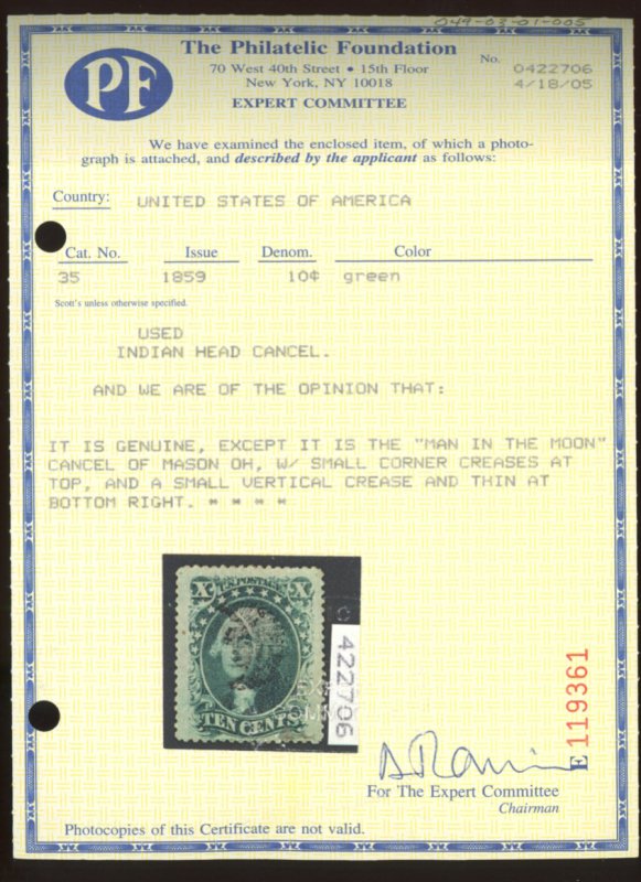 U.S. #35 USED WITH PF CERT