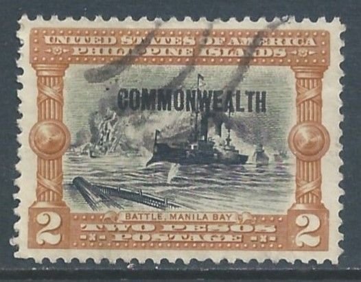 Philippines #422 Used 2p Battle of Manila Bay Ovptd. Commonwealth