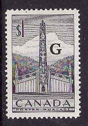 Canada-Sc#O32- id2692-unused LH $1 Totem Pole-overprinted G -1951-53-