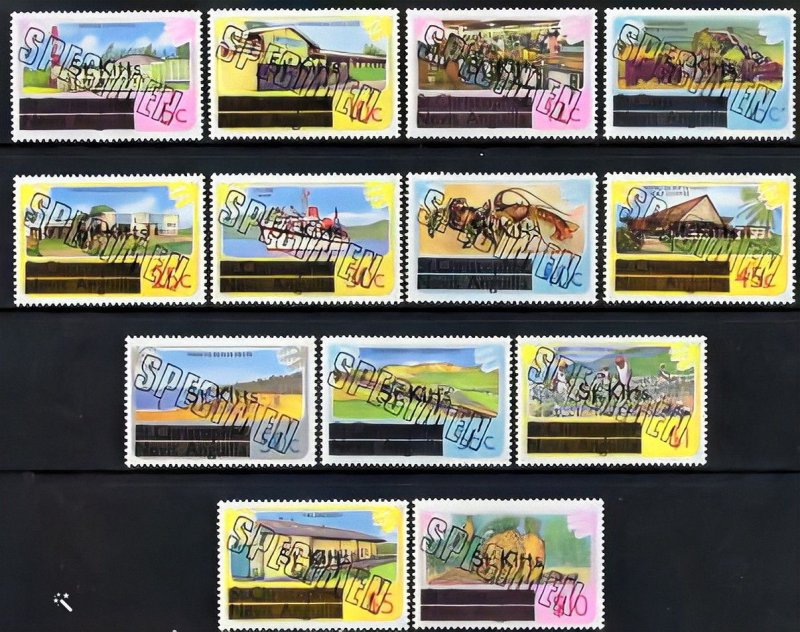 St.Kitts 1980 Sc#25/37 DEFINITIVE Set (13) Overprinted SPECIMEN MNH