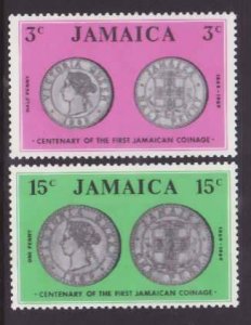 Jamaica-Sc#295-6- id8-unused NH set-Jamaican coinage-1969-