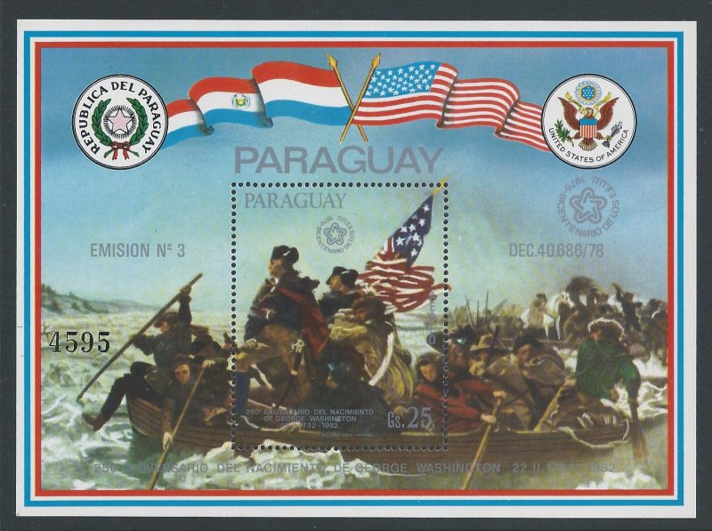 Paraguay #C487 NH Washington Birth Anniv.-Crossing Delawa...