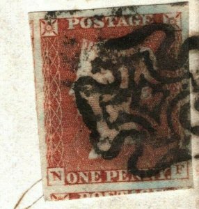 GB MALTESE CROSS Cover Large SG.8 London MX 1843 *Alfreton* Forwarded Derby NN20