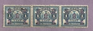 New York Used 1 Cent Stock Transfer Stamps Block of 3 #5