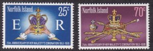 Norfolk Island # 229-230, Queen Elizabeth's Coronation 25th Anniv., NH, 1/2 Cat.