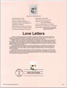 USPS SOUVENIR PAGE LOVE LETTERS 2001