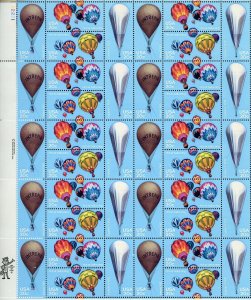 UNITED STATES SCOTT #2032/35 HOT AIR BALLOONING COMPLETE SHEET MINT NEVER HINGED