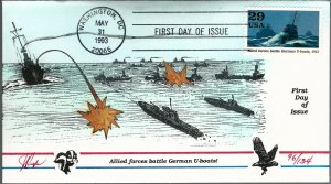 Pugh Designed/Painted WWII Allied Battle U-Boats FDC...129 of Only 134 created!